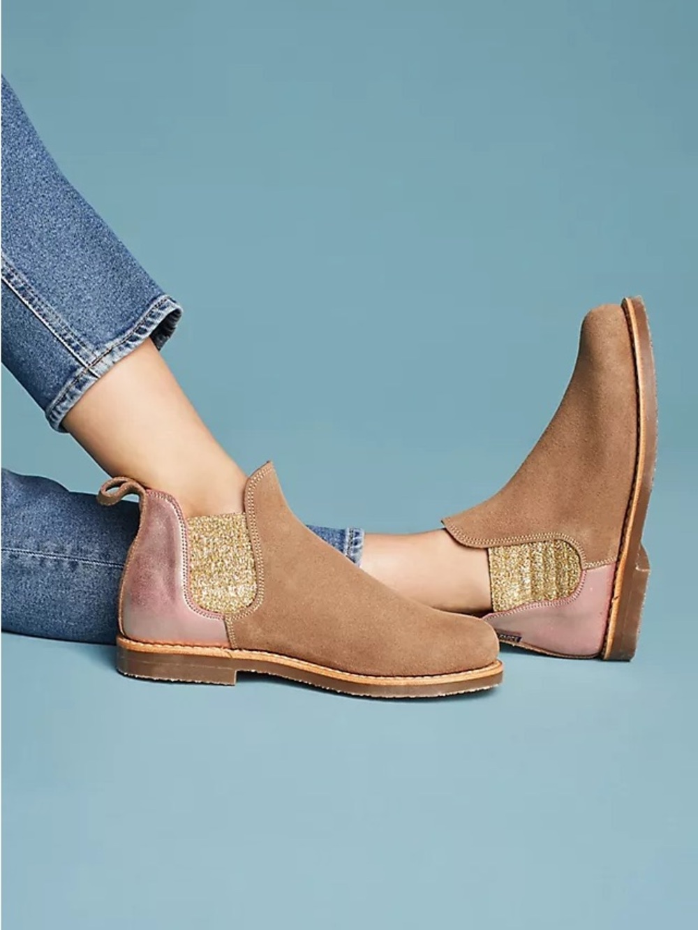 Penelope Chilvers Safari Metallic Patchwork Ankle Chelsea Boots 38